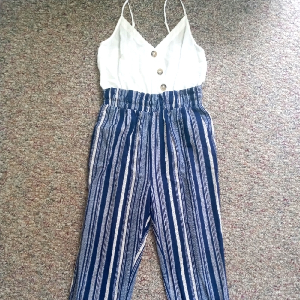 Beautiful Blue and white Long Romper